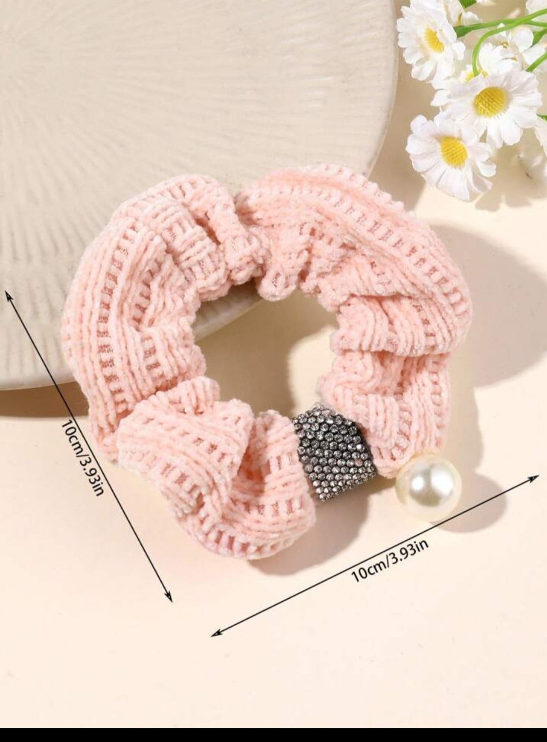 combo of Handmade knitted hair surunchies/crochet hair scrunchies with pearl, ponytail holder, rubberband, elastic band