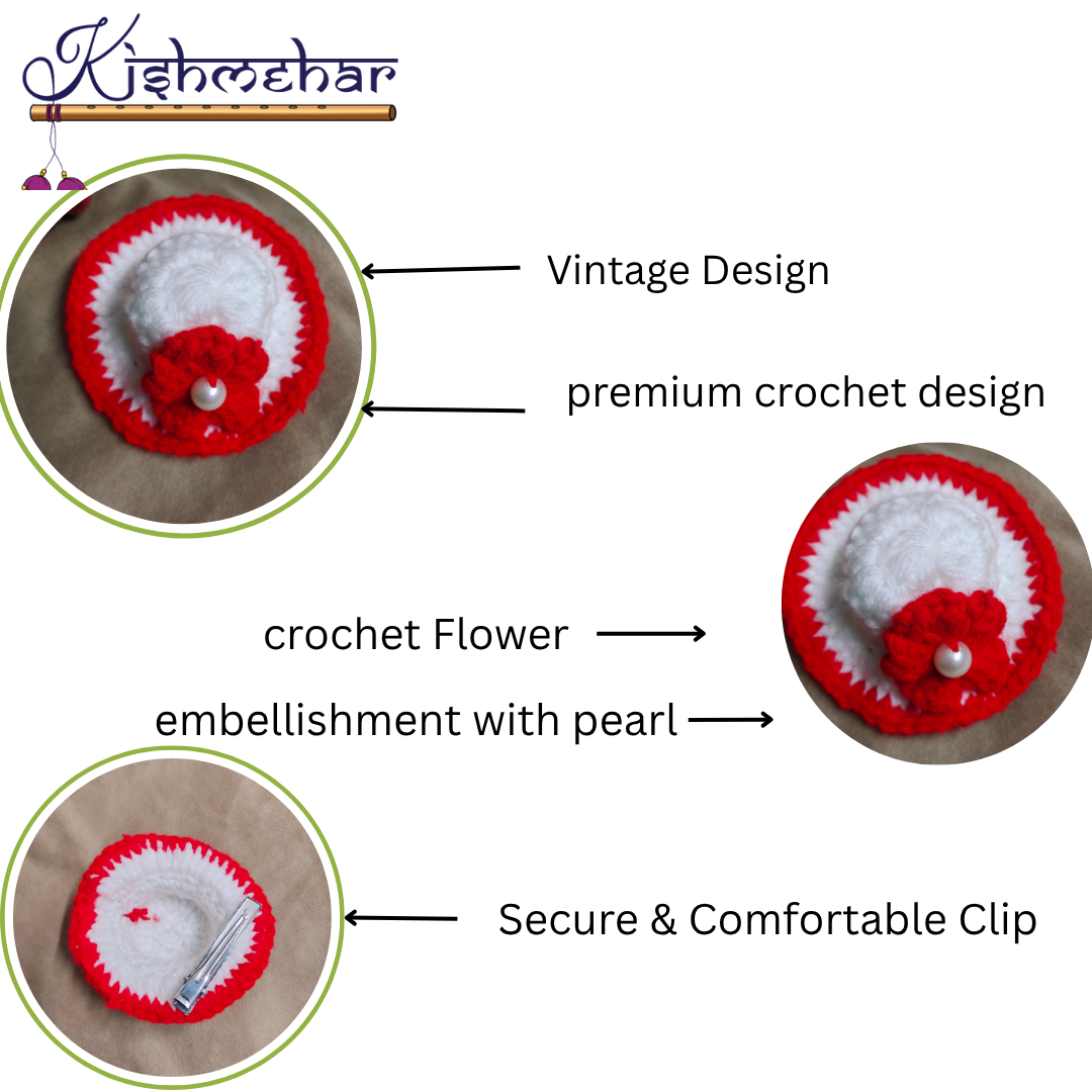 Handmade Crochet Mini Hat, Fascinator Hair Clip,Cute Woolen Knitted Hair Clip with Pearl Flower Bow for Girls and kids