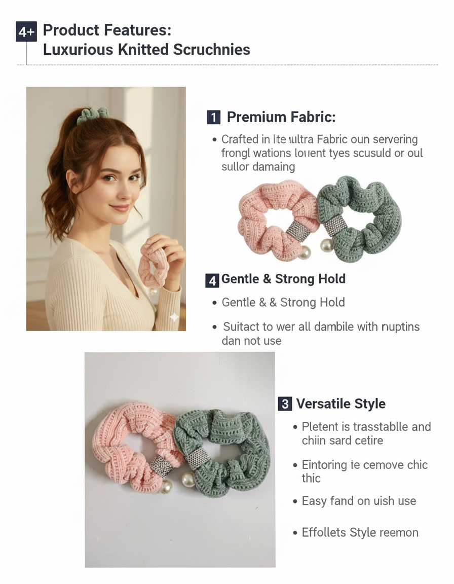 combo of Handmade knitted hair surunchies/crochet hair scrunchies with pearl, ponytail holder, rubberband, elastic band