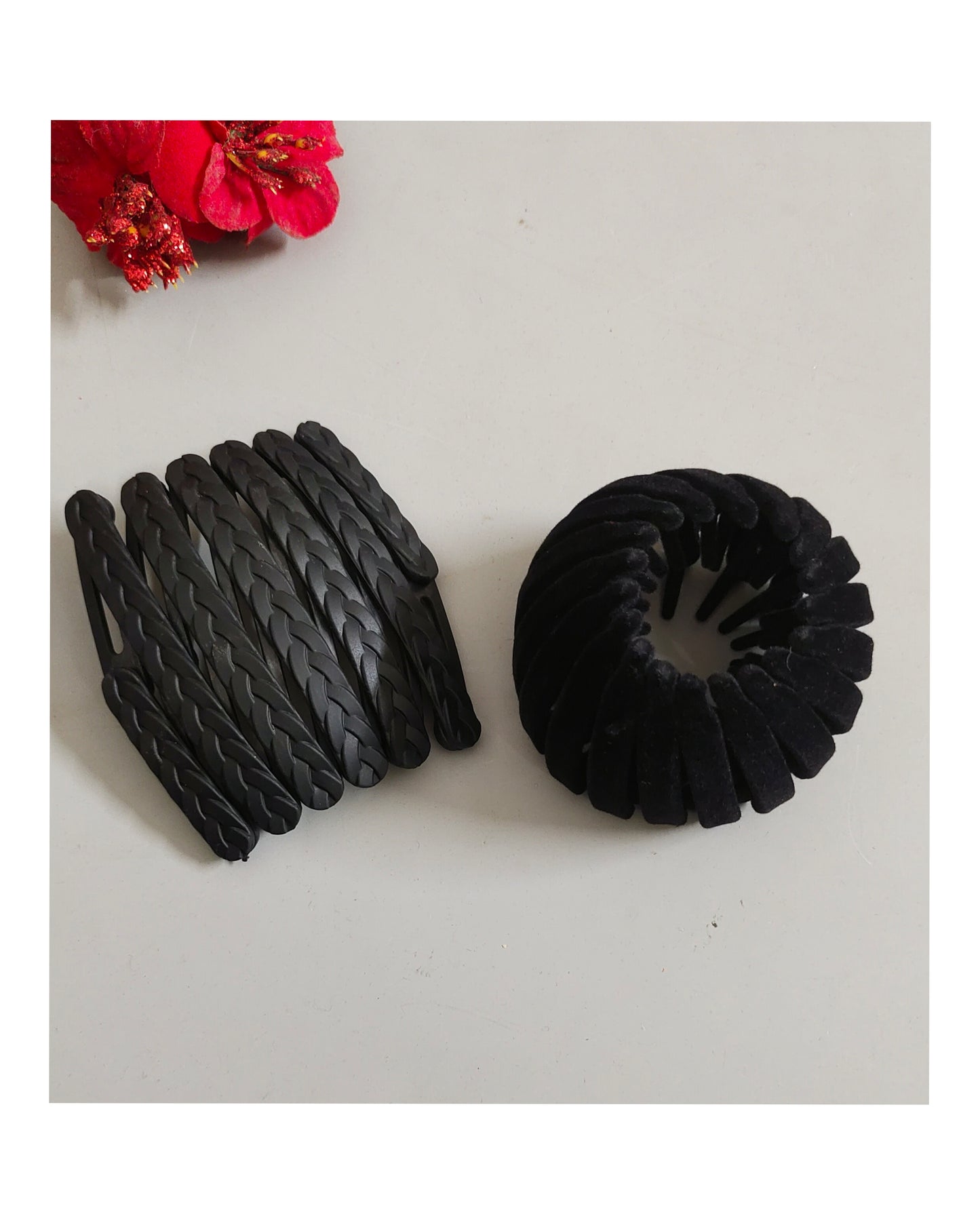 Combo Matte Foldable Headband And Bird Nest Hair Clip for Women & Girls | Compact Portable Non Slip Comb Hair Band with Retractable Teeth