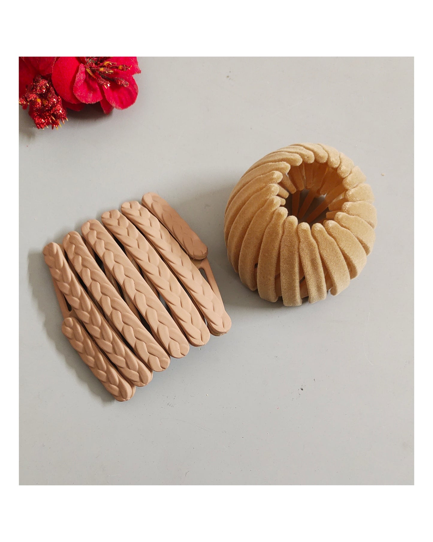 Combo Matte Foldable Headband And Bird Nest Hair Clip for Women & Girls | Compact Portable Non Slip Comb Hair Band with Retractable Teeth