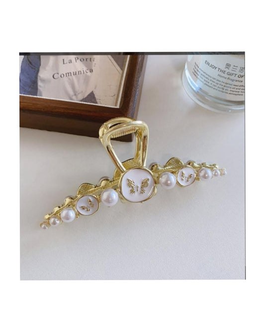 Korean Pearl Hair Claw Clips Hair Jaw Clip Clutcher Hair Clamps Hair Clips,White