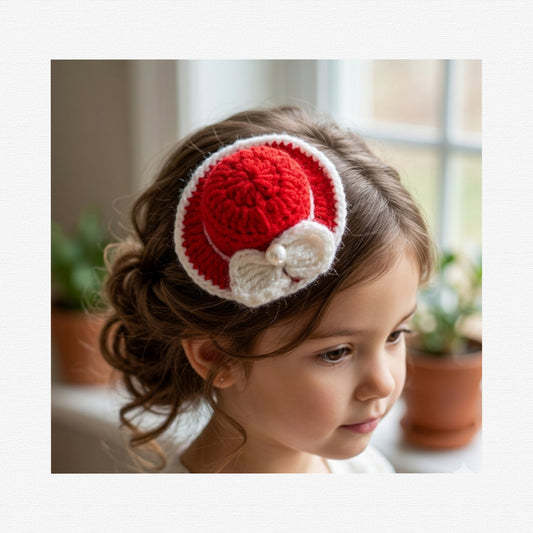 Handmade Crochet Mini Hat, Fascinator Hair Clip,Cute Woolen Knitted Hair Clip with Pearl Flower Bow for Girls and kids