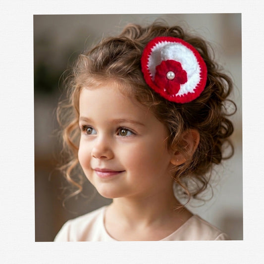 Handmade Crochet Mini Hat, Fascinator Hair Clip,Cute Woolen Knitted Hair Clip with Pearl Flower Bow for Girls and kids