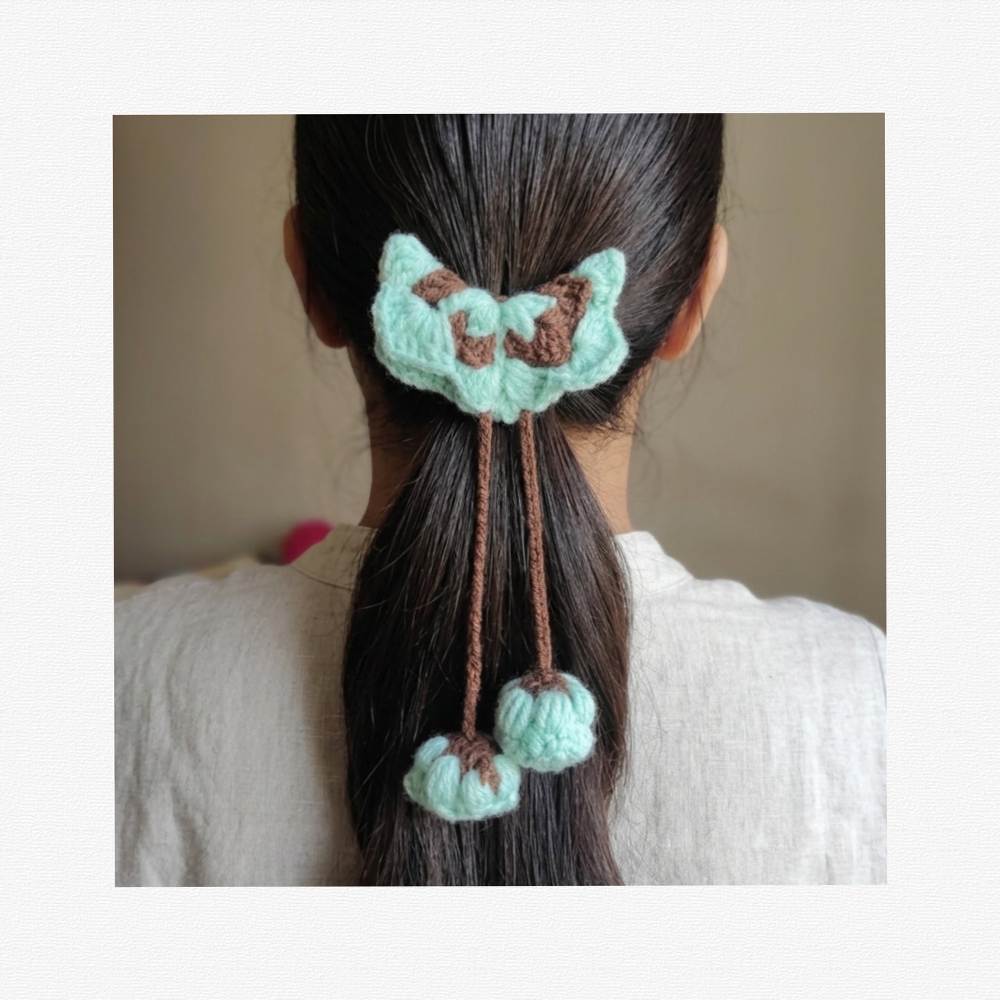 Handmade Crochet Flower, Butterfly Hair Tie for Women & Girls Soft Knitted Elastic Ponytail Holder Cute Floral Hair Band with Tassel Stylish Handmade Hair Accessory for Daily Wear