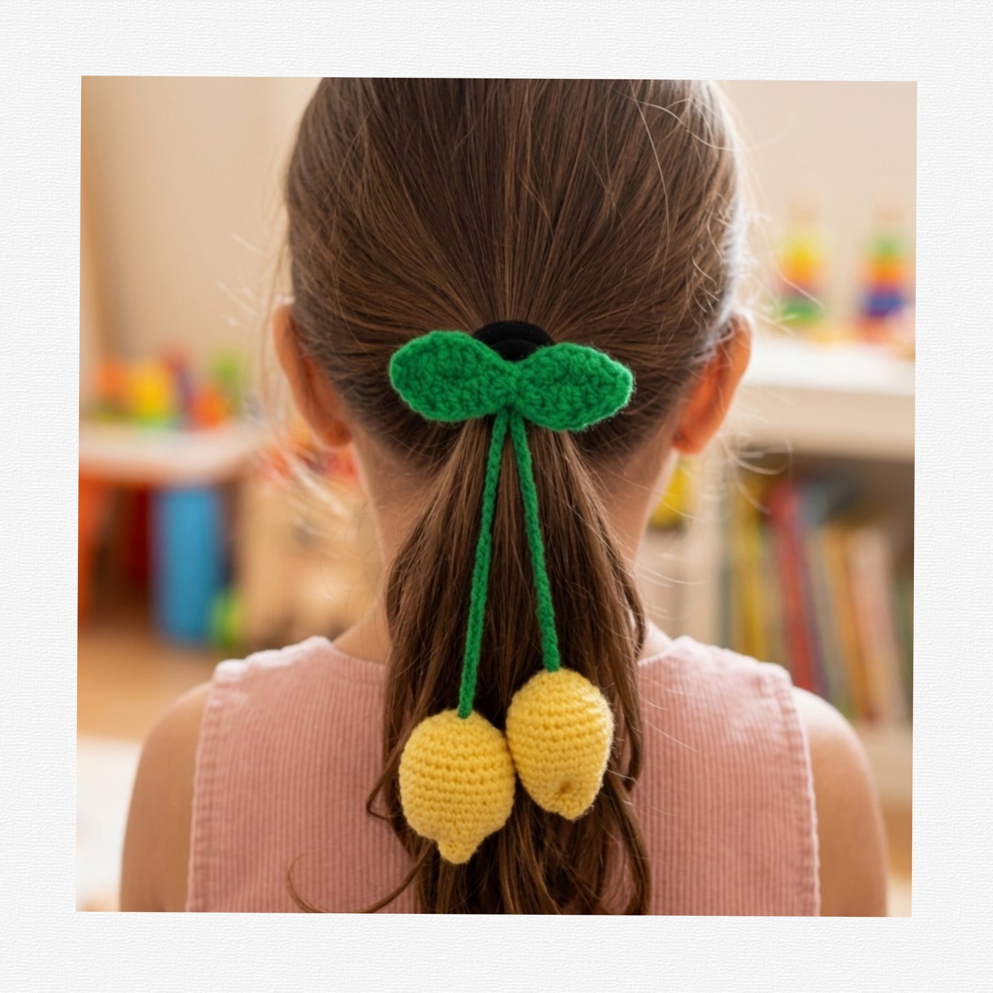 Handmade Crochet Flower, Butterfly Hair Tie for Women & Girls Soft Knitted Elastic Ponytail Holder Cute Floral Hair Band with Tassel Stylish Handmade Hair Accessory for Daily Wear Yellow Tulip