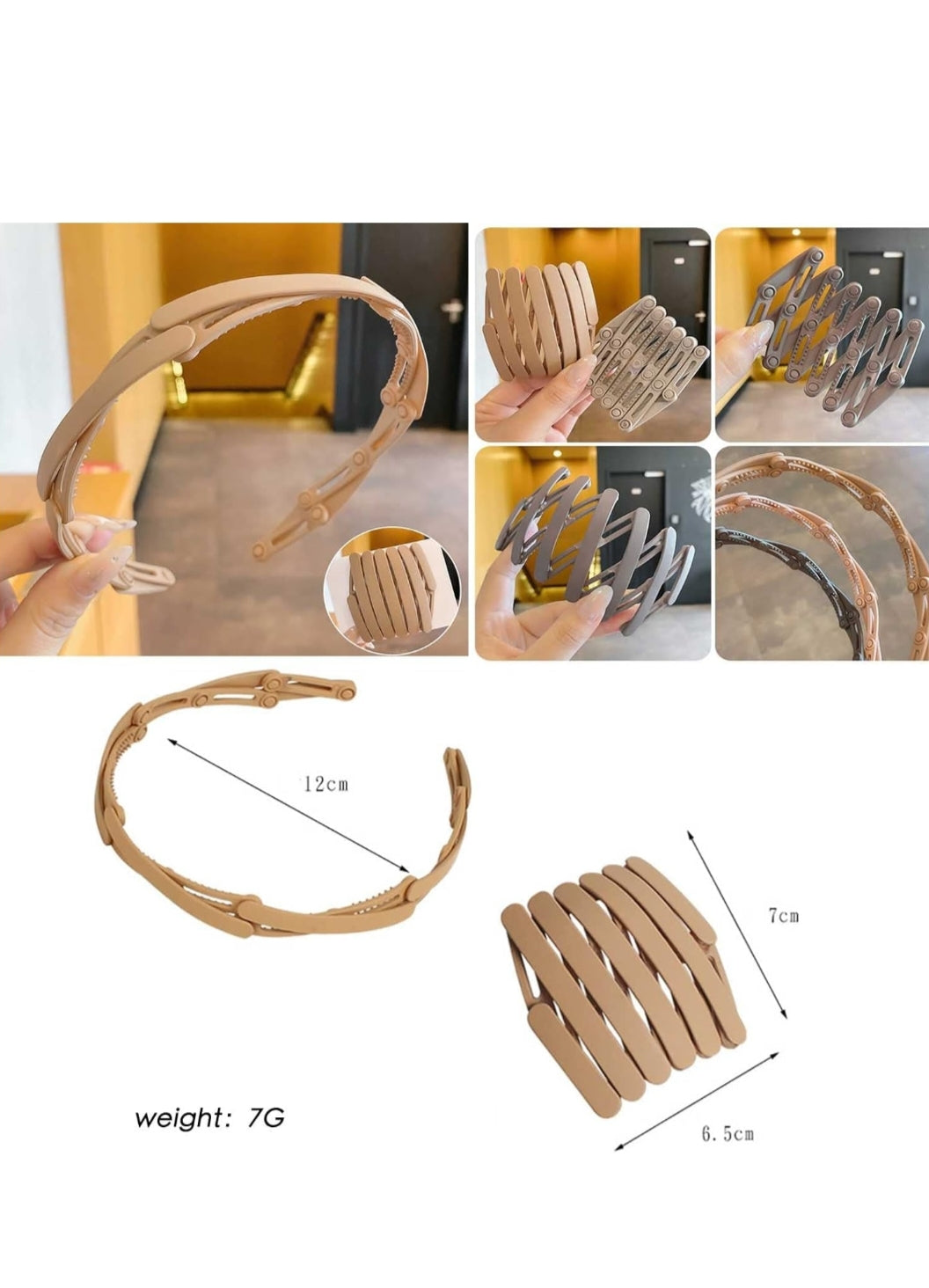 Combo Matte Foldable Headband And Bird Nest Hair Clip for Women & Girls | Compact Portable Non Slip Comb Hair Band with Retractable Teeth