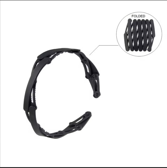 Matte Foldable Headbands for Women & Girls | Compact Portable Non Slip Comb Hair Band with Retractable Teeth, Pack of 1, Black