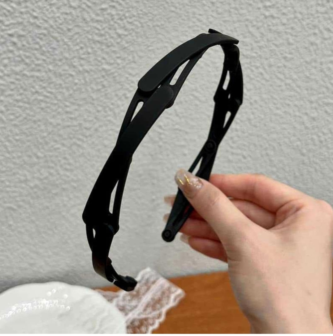 Matte Foldable Headbands for Women & Girls | Compact Portable Non Slip Comb Hair Band with Retractable Teeth, Pack of 1, Black