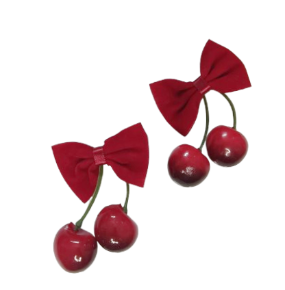 Sweet Cherry Hair Clip With Red Bow , Decorative Hair Clips for Special Occasions, Christmas Hair Clip For Babies And Kids