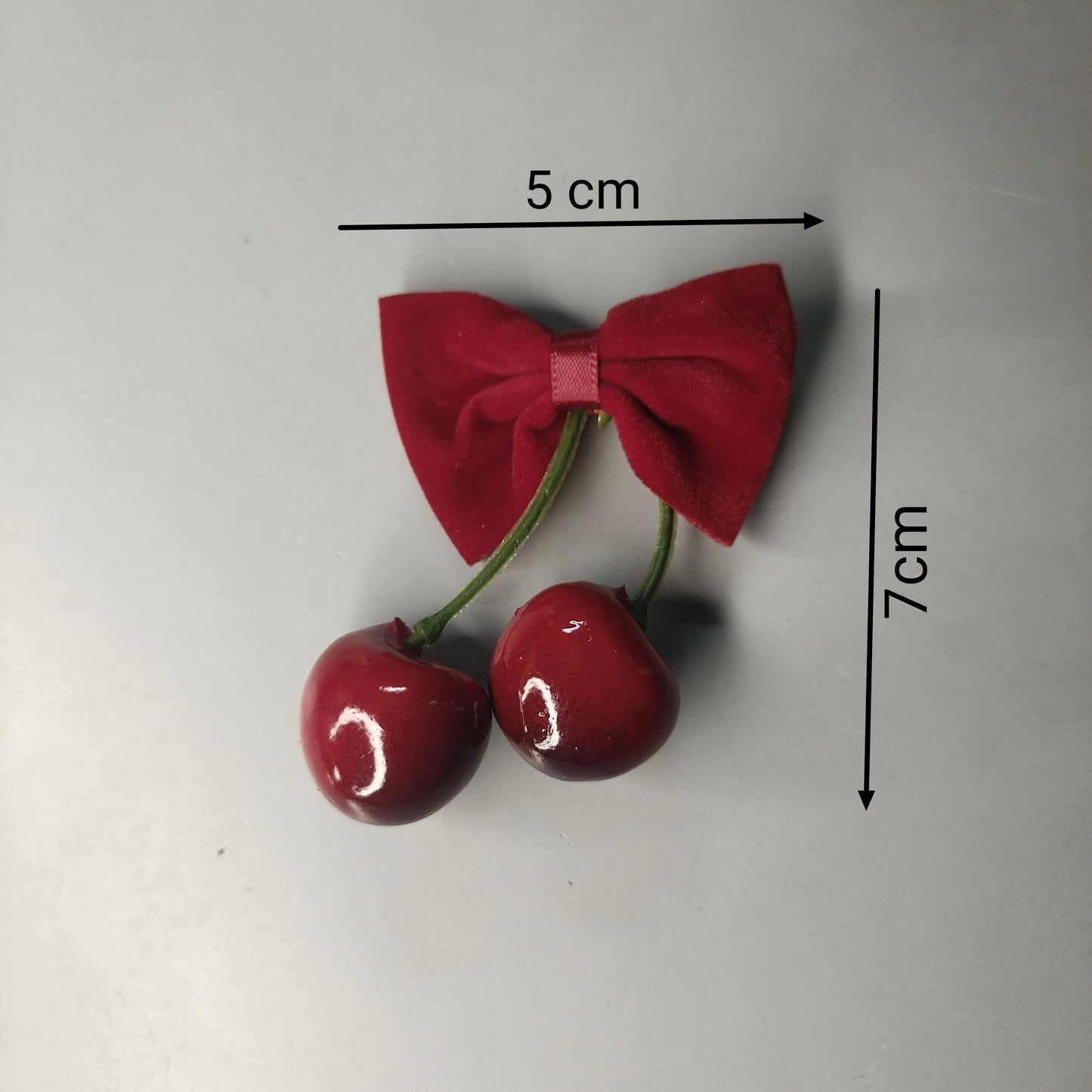 Sweet Cherry Hair Clip With Red Bow , Decorative Hair Clips for Special Occasions, Christmas Hair Clip For Babies And Kids