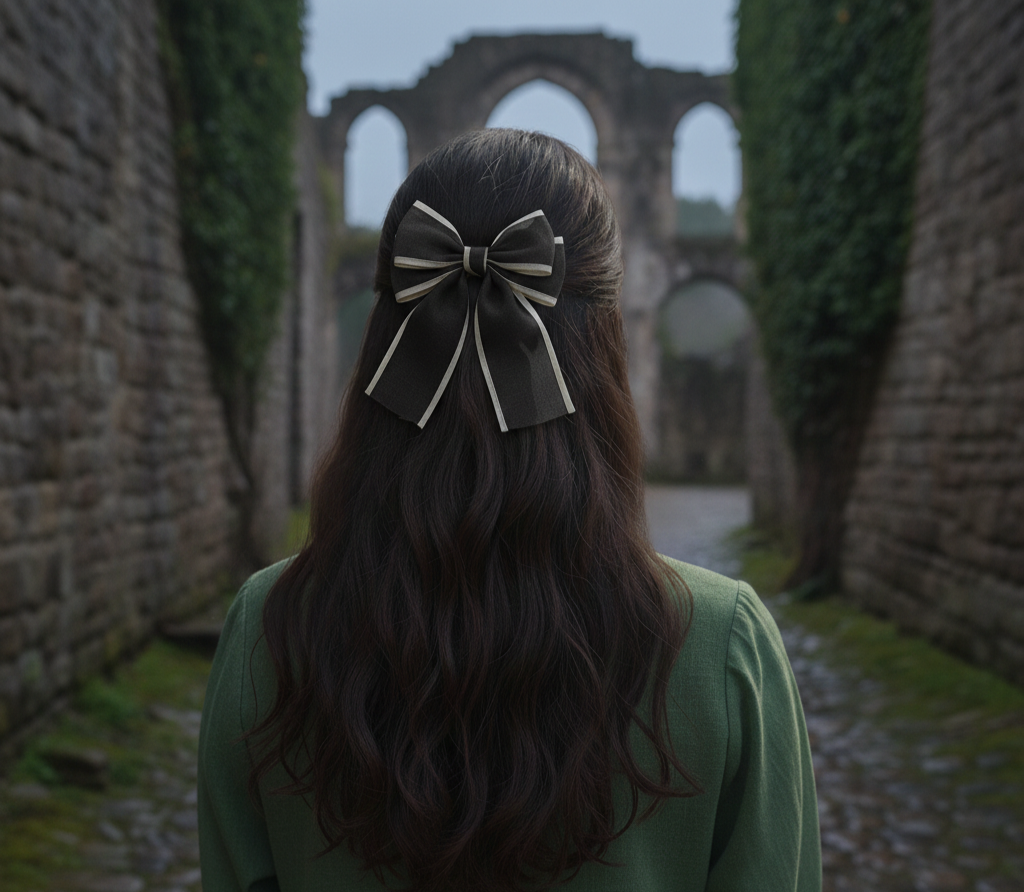 Sheer Sparkle Hair Bow Clip - Elegant Long Tail Ribbon Barrette for Women