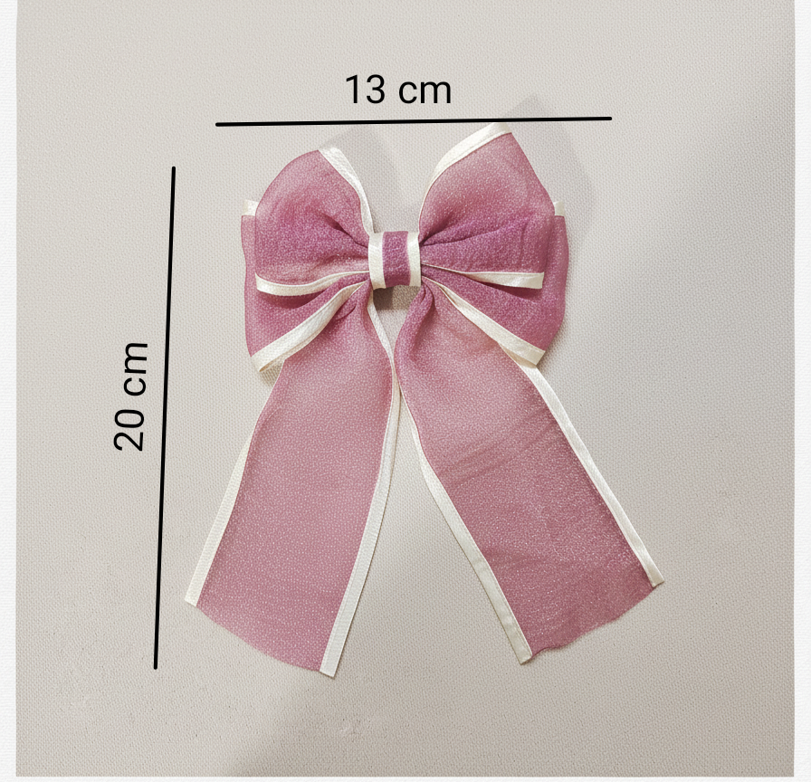 Sheer Sparkle Hair Bow Clip - Elegant Long Tail Ribbon Barrette for Women