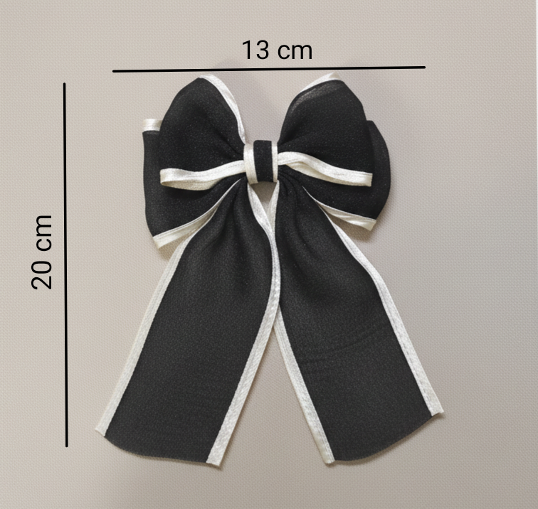 Sheer Sparkle Hair Bow Clip - Elegant Long Tail Ribbon Barrette for Women