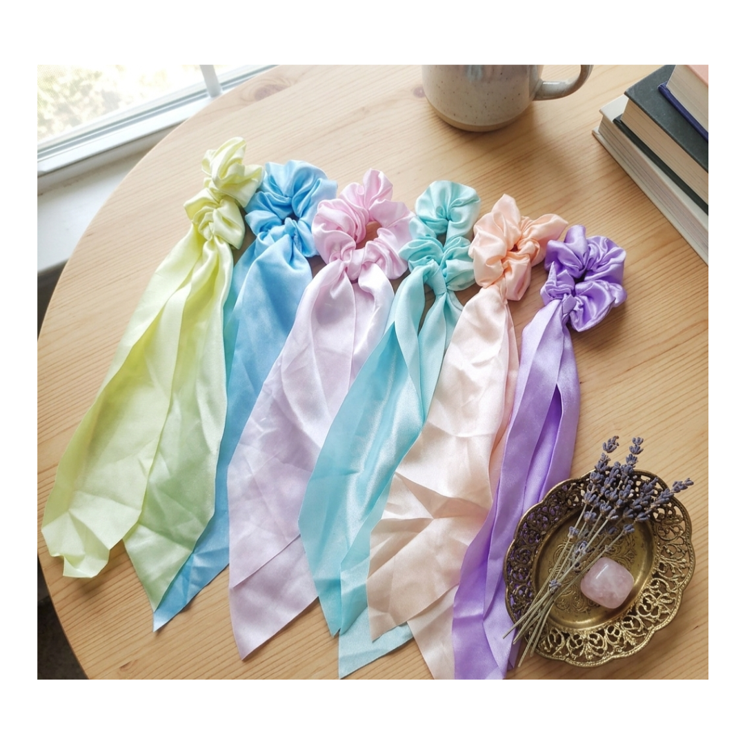 Premium Satin Scarf Hair Ties – 2-in-1 Removable Bow Scrunchie & Ponytail Holder – Anti-Frizz, No-Crease Silk-Feel Hair Accessories for Women & Girls