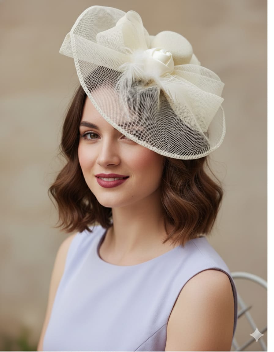 Fascinator, Alligator Clip, Hair Clip for girls and kids Color Off White